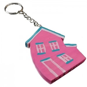 Porte-clés, maison rose 