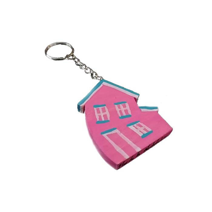 Porte-clés, maison rose 